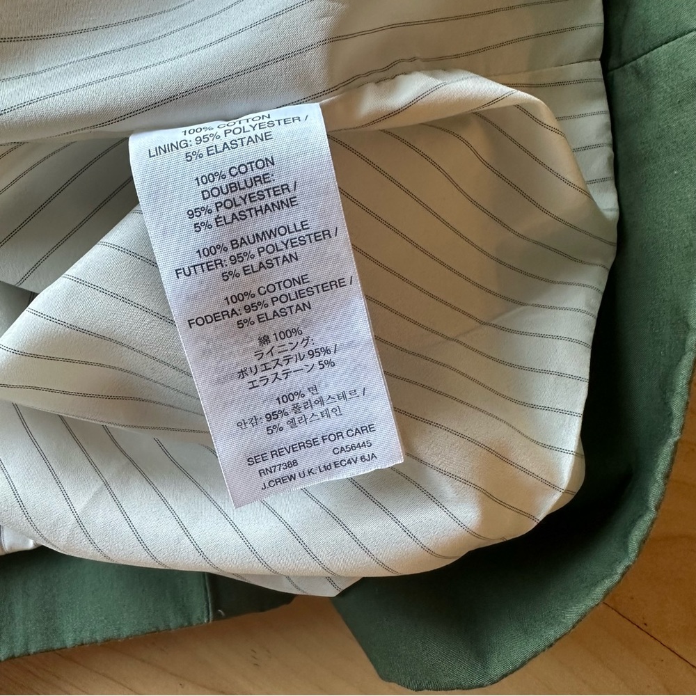 $198 J. Crew Japanese Poplin Swing jacket, green, Size 0, XS - Picture 9 of 9